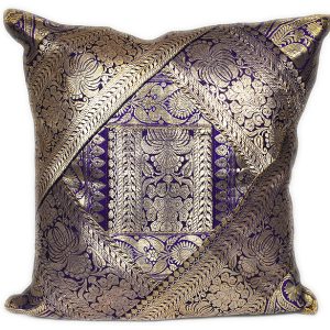 Indian Silk Patchwork Pillow Cover - Purple