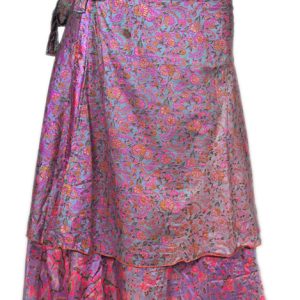 Recycled Silk Sari Wrap Skirt Multi-Wear Short